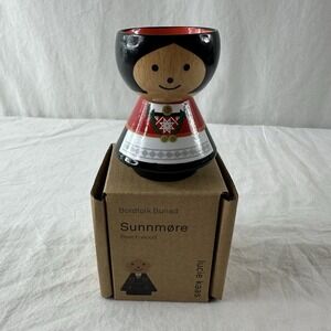 LUCIE KAAS Egg Cup Bordfolk Bunad Girl Sunnmore Handpainted Beech Wood New InBox